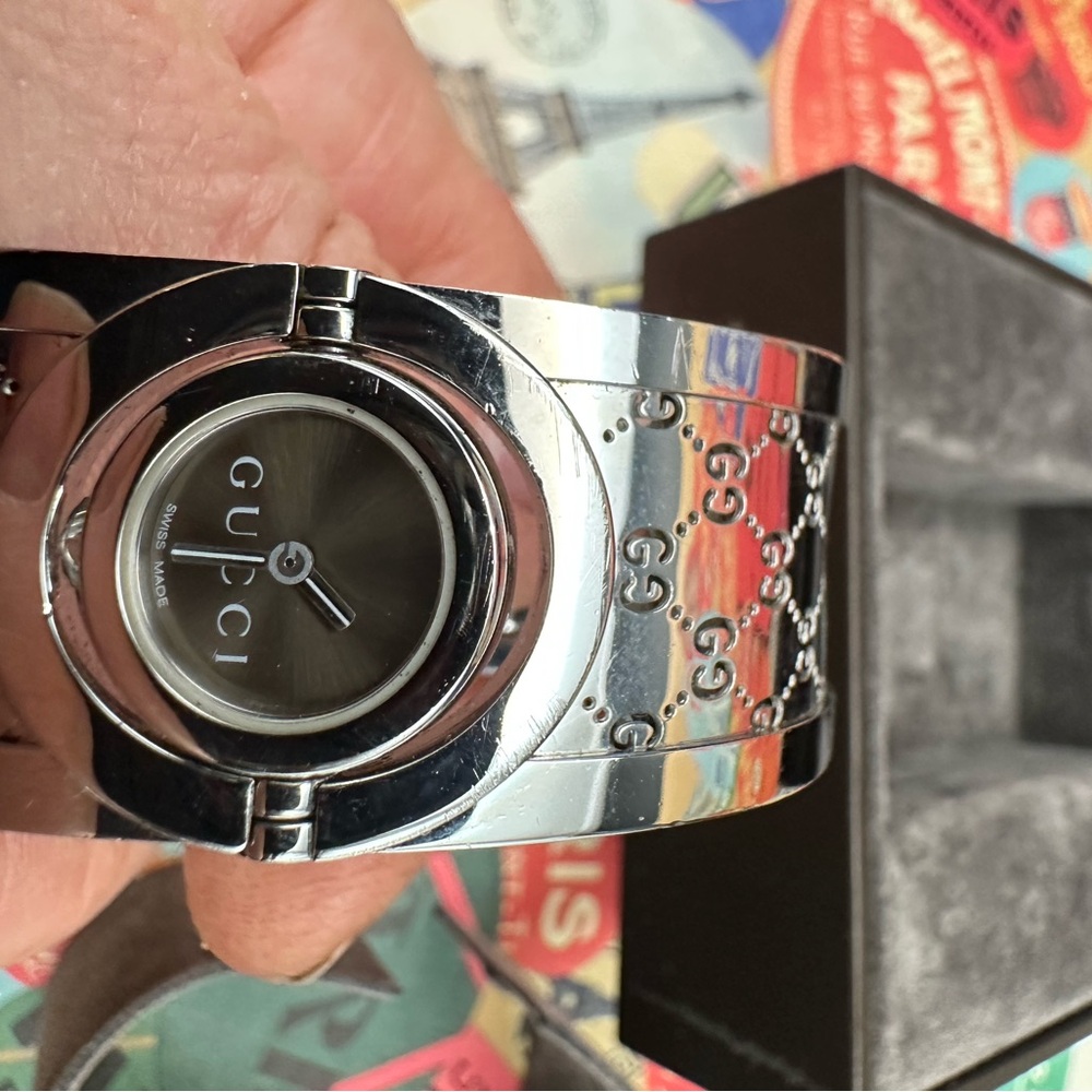 Gucci Silver Swivel Watch